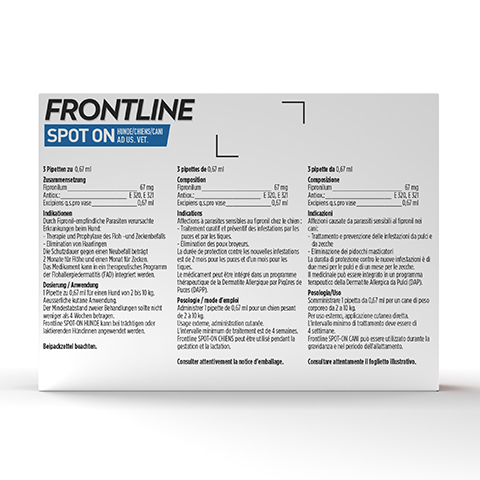 Frontline Spot On Hund S back 
